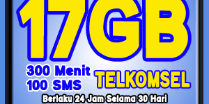 Paket Combo 17GB Telkomsel Plus 300 Menit 100 SMS