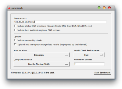 namebench Mencari DNS tercepat untuk meningkatkan Speed Internet