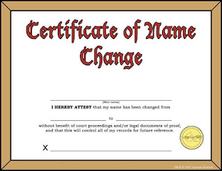 Name Change Certificate