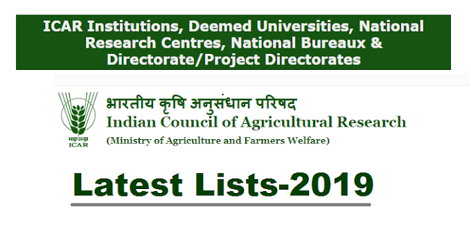 Latest List of ICAR Institutions, Deemed Universities, National Research Centres, National Bureaux & Directorate/Project Directorates