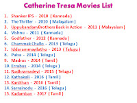 All movies list of south indian beauty catherine tresa