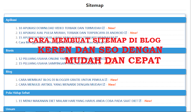 Cara Membuat SITEMAP di Blog Keren dan  SEO Dengan Mudah dan Cepat