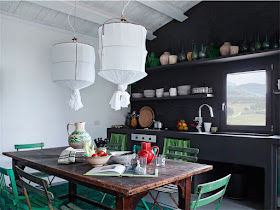 cocina con muebles de obra en negro chicanddeco