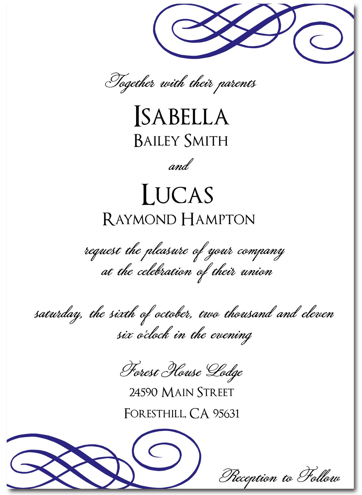 sample of wedding invitations