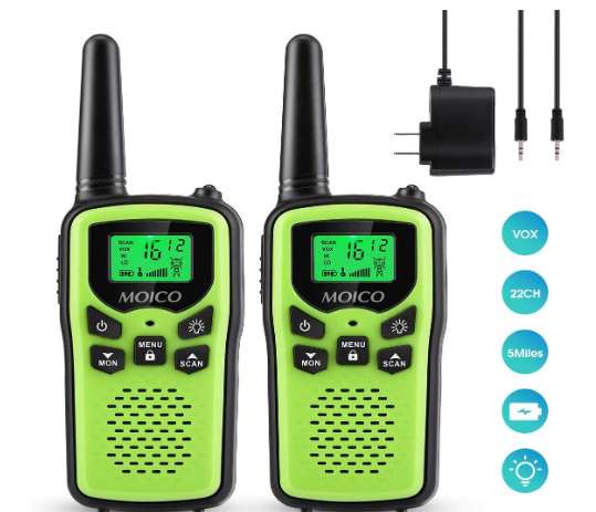 Rechargeable Walkie Talkies with 22 Channels Scan LED - Flashlight