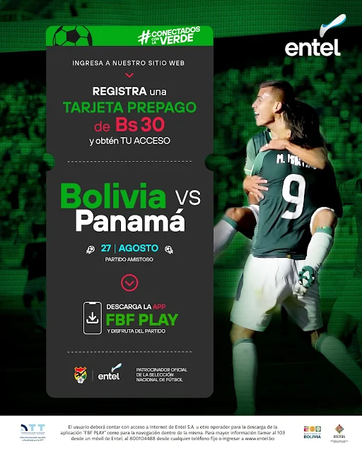 Promoción de ENTEL TV: Bolivia vs Panama por la App FBF Play