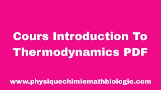 Cours Introduction To Thermodynamics PDF