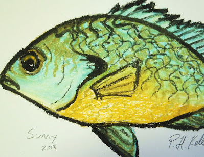 Pat Kellner, P. H. Kellner, P. H. Kellner Art, Texas Freshwater Fly Fishing, TFFF, Texas Fly Fishing, Fly Fishing Texas, Fly Fishing Art, Sunfish Art, Longear Sunfish, Longear Sunfish Art