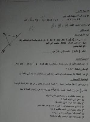 اختبارات الفصل الثاني في جميع المواد  للسنة الاولى  متوسط 2021