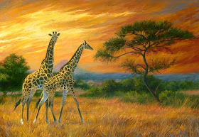 pinturas-de-jirafas-en-paisajes