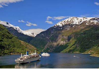 Cruise ship in the Geiranger Fjord, Norway