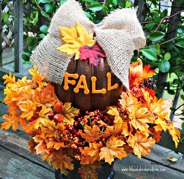 DIY Fall Decor Pumpkin Topiary Tutorial, Dollar Store Fall Crafts     Life on Lakeshore Drive