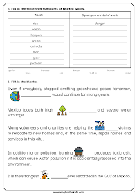 Global warming worksheet - fill in the gaps and other tasks