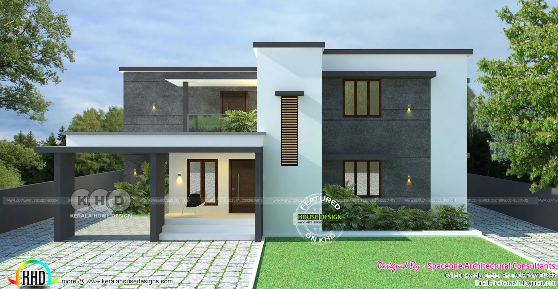  Simple  flat  roof  style modern home  1650 sq ft Kerala 