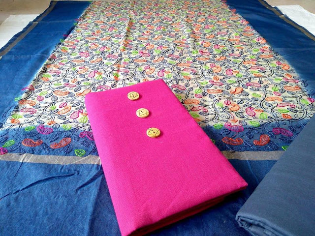Cotton Handloom  Dressmaterials With Chanderi Banaras Dupatta