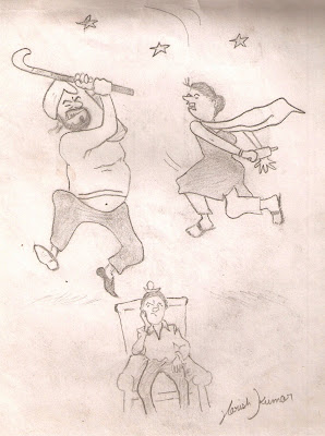 pencil sketch of Mr. And Mrs. Banta Fight