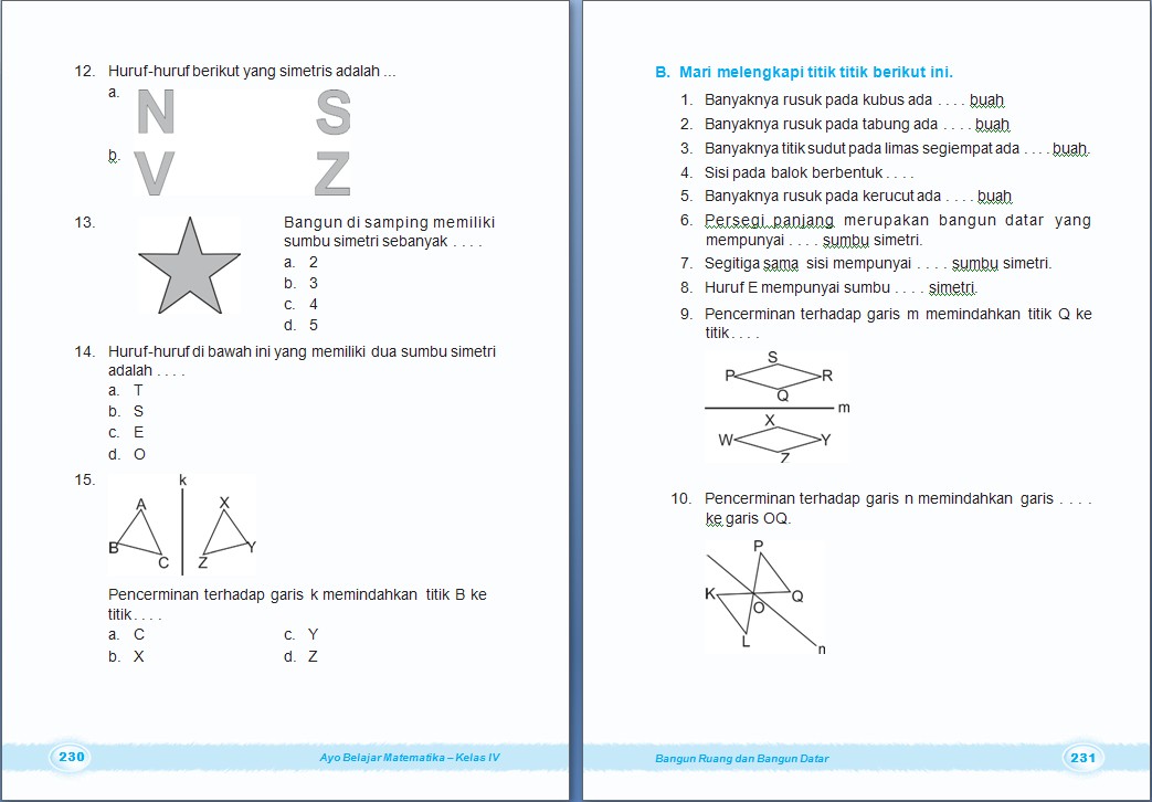 MATEMATIKA : Bangun Ruang dan Bangun Datar  Bab 8 Kelas 4 SD  dan Glosari Matematika Kelas 4 