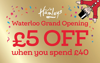 Hamleys Waterloo grand opening offer voucher, £5 off when you spend over £40