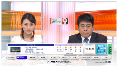 NHKがテレビ画面上にネット情報を表示する「NHK Hybridcast」を9月2日より提供へ。スマートフォン連携も