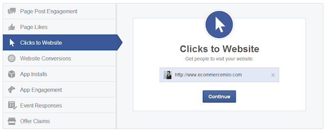 Facebook advertising: Clicks to Website