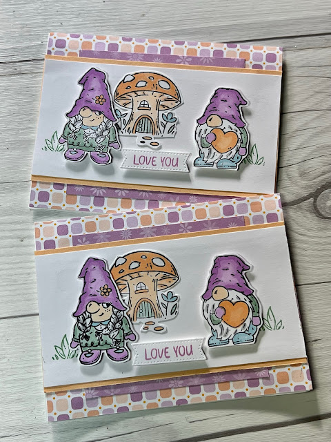 Valentine Card using two gnome images from the Stampin' Up! Friendly Gnomes Stamp Set
