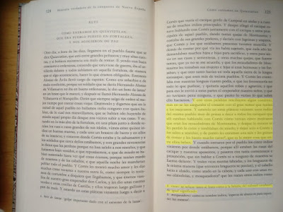 Historia verdadera de la conquista de Nueva España por Bernal Diaz del Castillo donde aparece el cacao como fruto de gran valor.