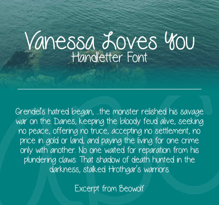 Download Font Handletter Tulisan Tangan Terbaik - Vanessa Loves You