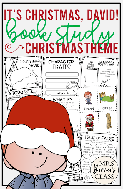 It's Christmas David book activities unit with literacy companion activities for Kindergarten and First Grade