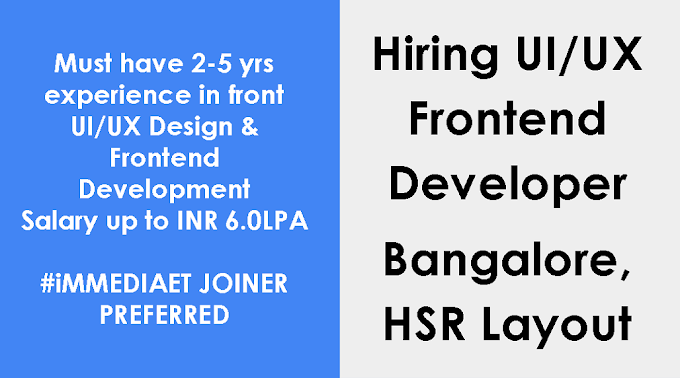 Srishti Software is hiring UI/UX Developers in HSR Layout, Bangalore with 2+ years of experience in similar role, Salary up to INR 6.0 LPA