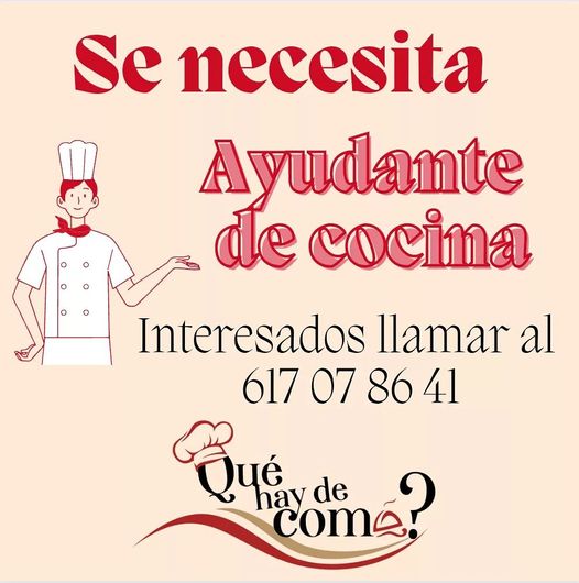 OFERTA DE EMPLEO EN JEREZ  Se busca ayudante de cocina para un