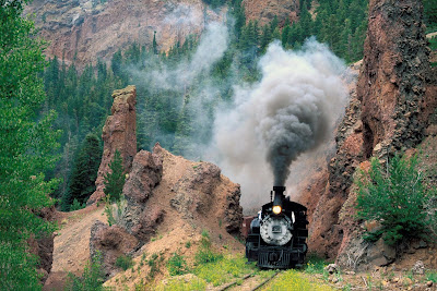 Train Run Between The Mountain
