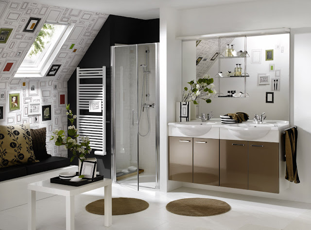 White modern attic bathroom 