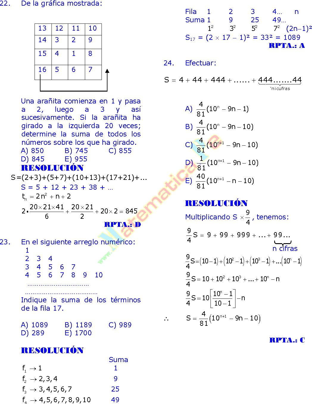 Sumatorias Ejercicios Resueltos