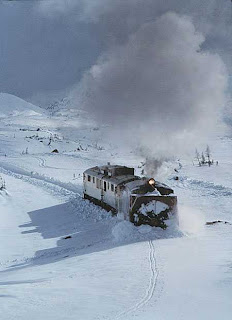 giant fan used for blend snow way for train moving