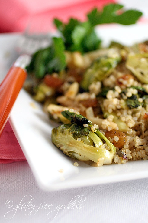 Quinoa with Brussels sprouts and almonds