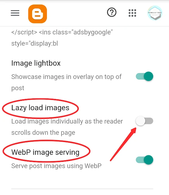 enable lazy-loading images And Webp Images In Blogger