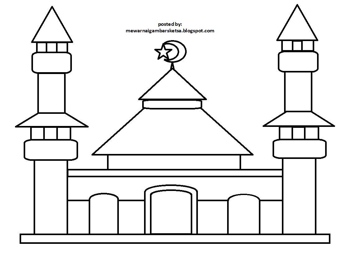 Kumpulan Mewarnai Gambar Sketsa Masjid  3d Desain  