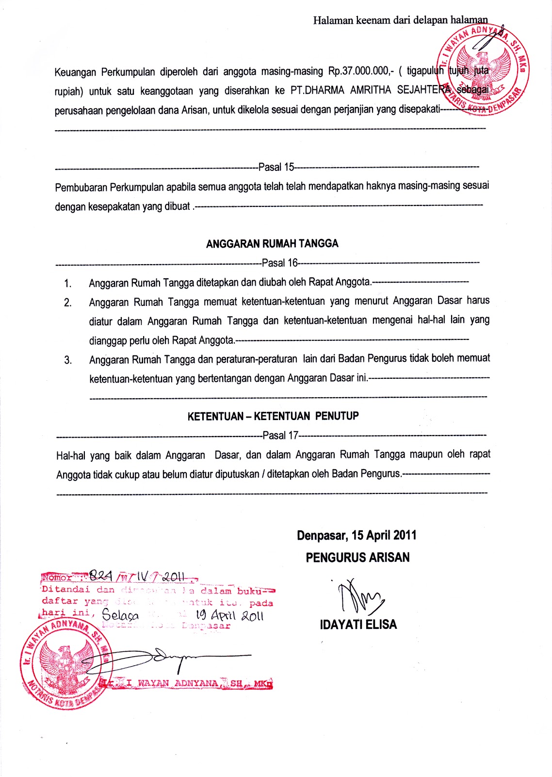 Contoh Surat Perjanjian Kerjasama Notaris - Surat F