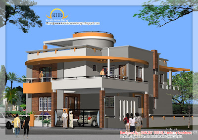 Duplex House Plan and Elevation