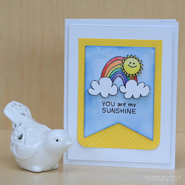 You Are My Sunshine Card by Juliana Michaels featuring SRM Stickers Jane's Doodles Rain Or Shine Clear Stamps