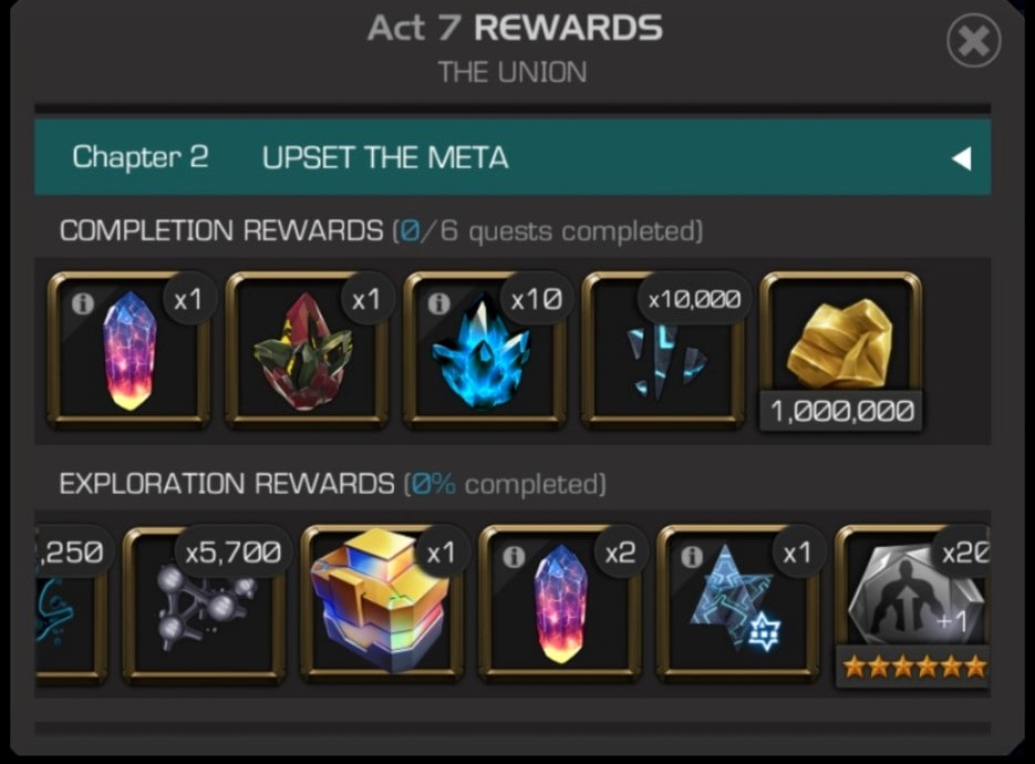 MCOC ACT 7.2 Story Quest Rewards