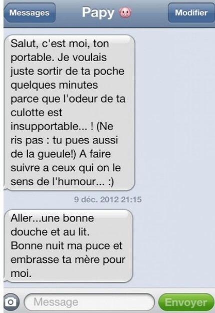 chaîne sms à envoyer, message hilarant