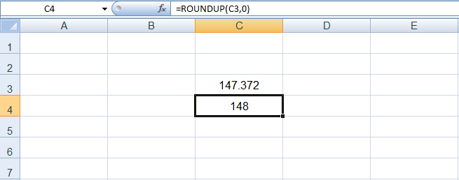 دالة ROUNDUP