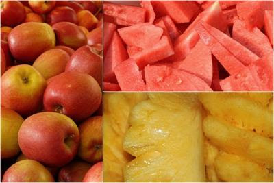 bahan mix buah apel semangka nanas