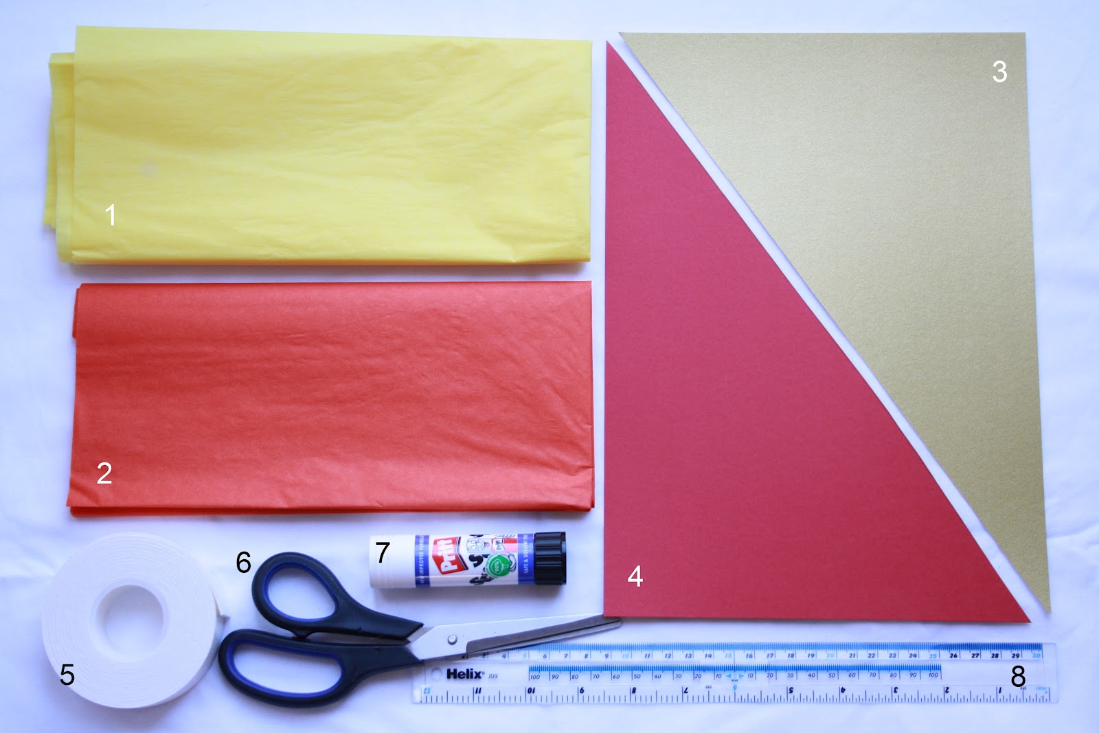 ... paper Orange tissue paper Gold card (A4 size) Red card (A4 size