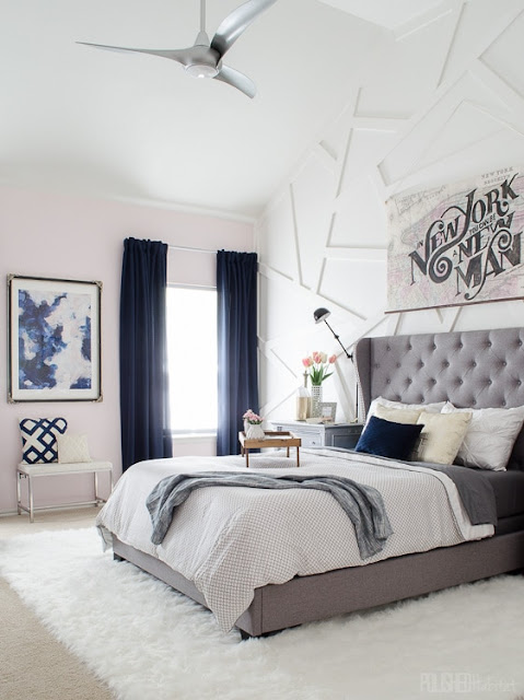 blush pink walls in bedroom