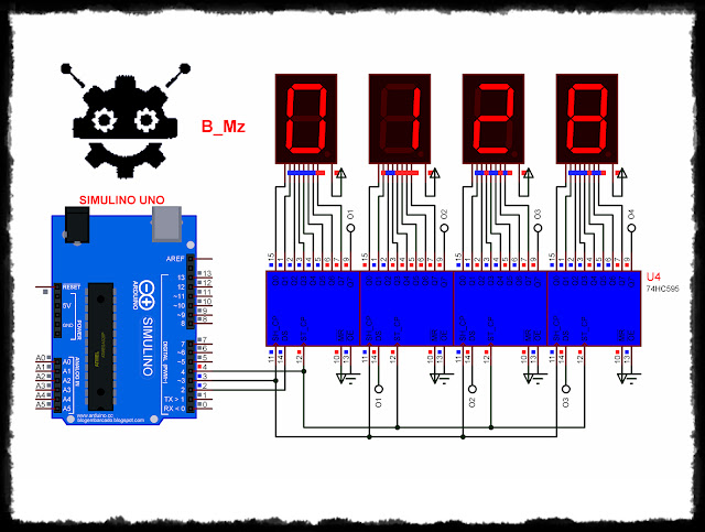 Mengendalikan 4 Digit 7 Segment Dengan 3 Pin Arduino