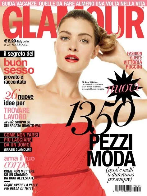 Vittoria Puccini poses for the cover of Glamour Italy, Issue March 2011