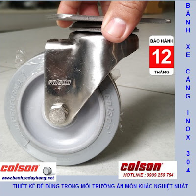 Bánh xe cao su xoay càng inox 304 Colson chịu lực 136kg| 2-4456-444 www.banhxedayhang.net