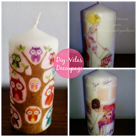 DIY con velas decoradas con decoupage